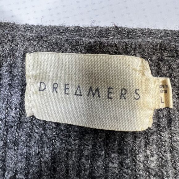 DREAMERS by Debut Womens Large Gray Open Front Balloon Sleeve Cardigan Sweater - Picture 7 of 8